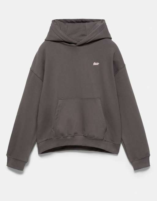 Pull&Bear felpa con cappuccio boxy fit grigia, 6 di 7