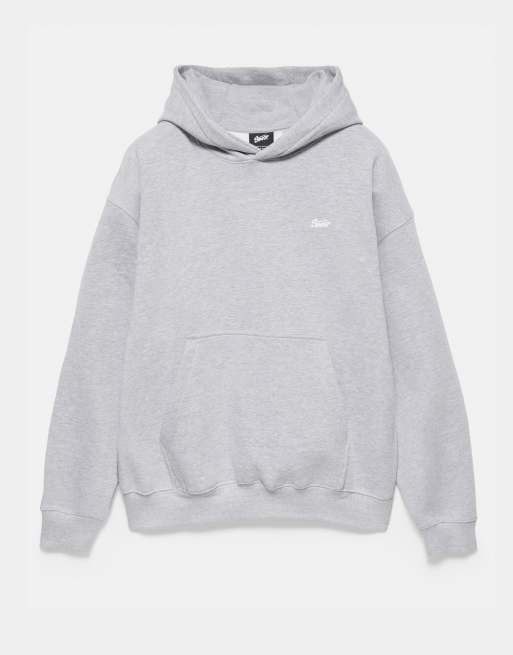 Pull&Bear felpa con cappuccio boxy fit in grigio mélange, 6 di 7