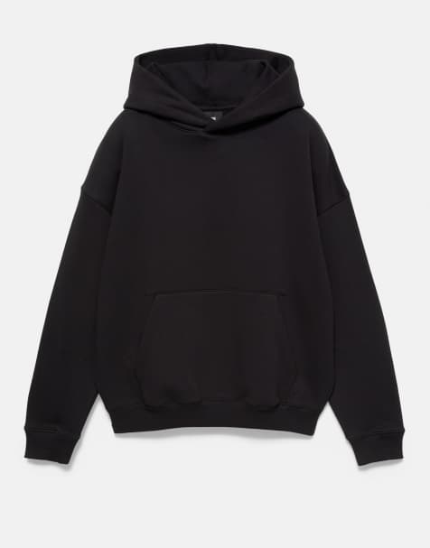 Pull&Bear felpa con cappuccio boxy fit nera - view 1