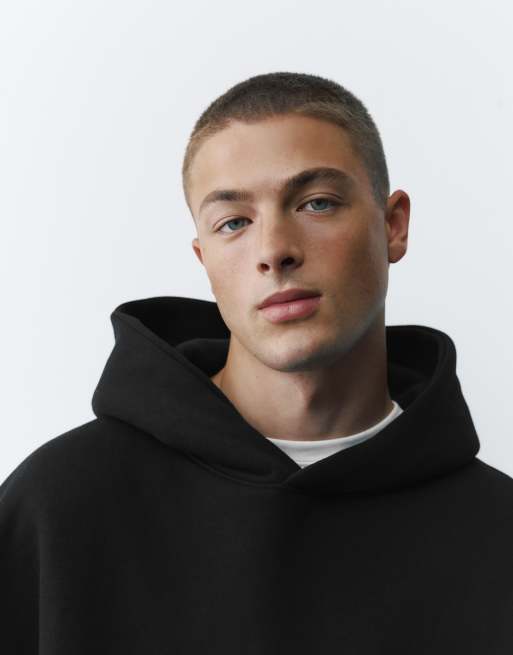 Pull&Bear felpa con cappuccio boxy fit nera, 3 di 7