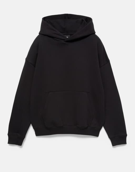 Pull&Bear felpa con cappuccio boxy fit nera, 5 di 7