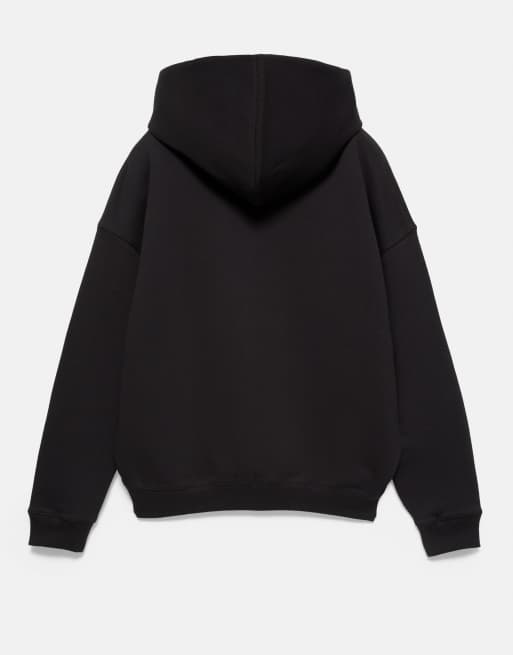 Pull&Bear felpa con cappuccio boxy fit nera, 7 di 7
