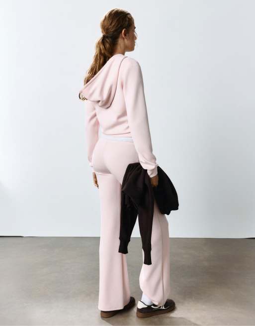 Pull&Bear felpa con cappuccio e zip rosa cipria, 2 di 7