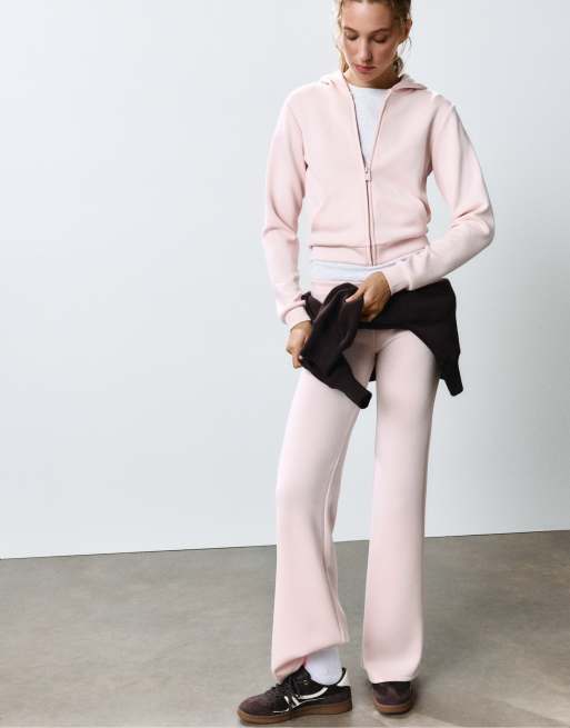 Pull&Bear felpa con cappuccio e zip rosa cipria, 4 di 7