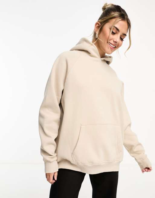 Pull&Bear - Felpa con cappuccio oversize color sabbia