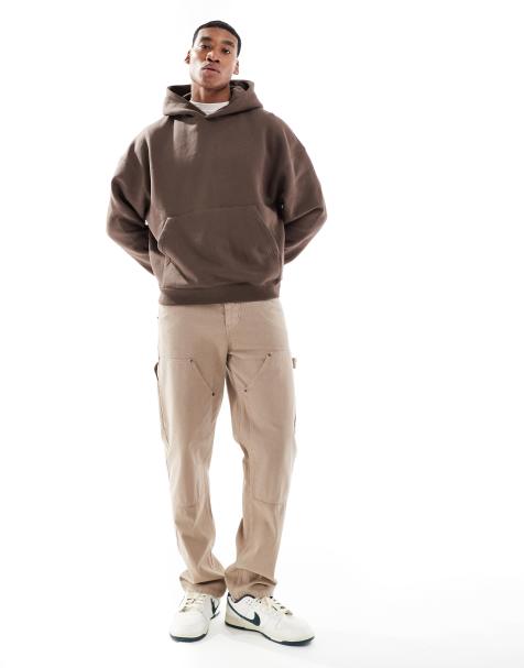 Pull&Bear - Felpa con cappuccio squadrata marrone - view 1