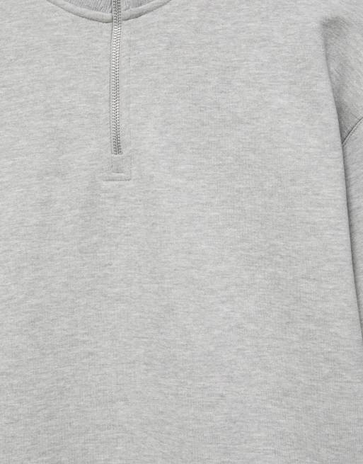 Pull&Bear felpa con zip corta in grigio mélange, 6 di 7