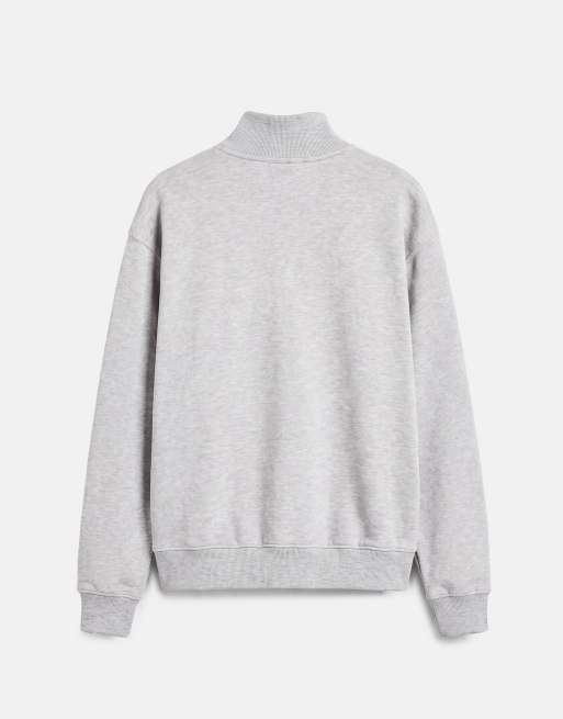 Pull&Bear felpa con zip corta in grigio mélange, 7 di 7