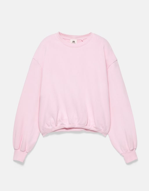 Pull&Bear felpa corta girocollo rosa, 6 di 7