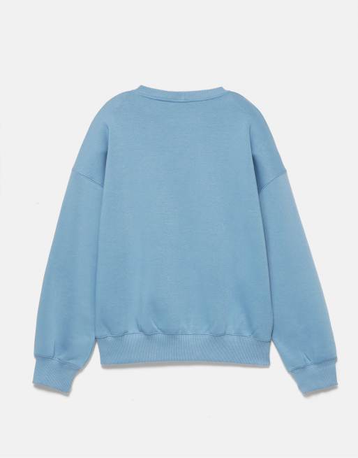 Pull&Bear felpa girocollo grafica blu medio, 7 di 7