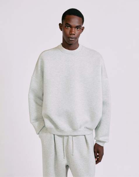 Pull&Bear felpa girocollo interlock grigio mélange - view 1