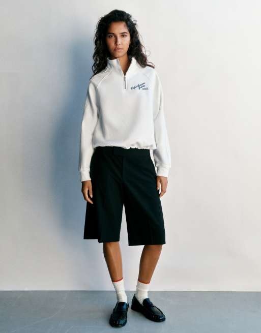 Pull&Bear felpa grafica con zip corta color ghiaccio, 4 di 7