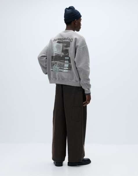 Pull&Bear - Felpa grigia con grafica - view 1