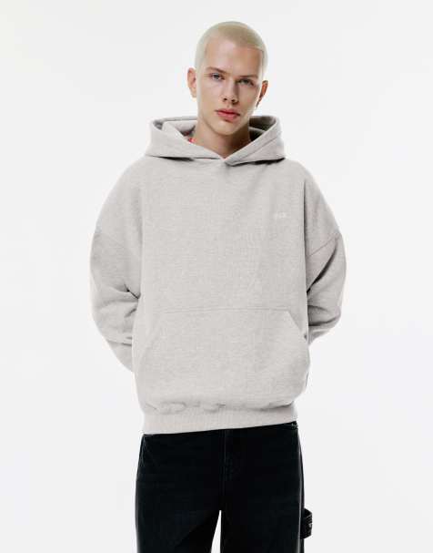 Pull&Bear - Felpa grigio mélange con cappuccio e logo ricamato “STWD” - view 1