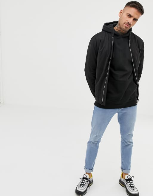 Pull&Bear - Felpa nera con cappuccio, 4 di 4