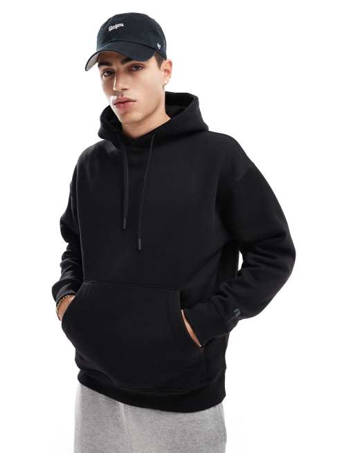 Pull&Bear - Felpa nera con cappuccio 