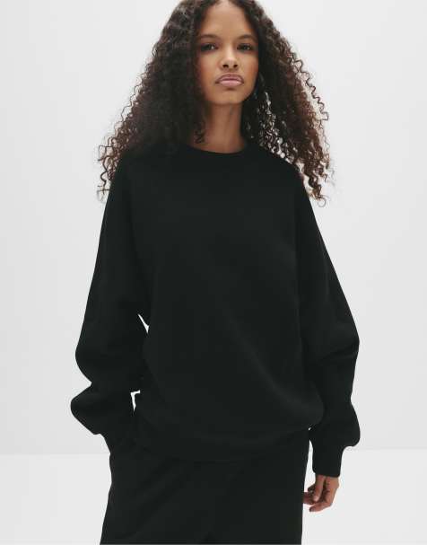 Pull&Bear - Felpa oversize nera con cuciture a vista - view 1