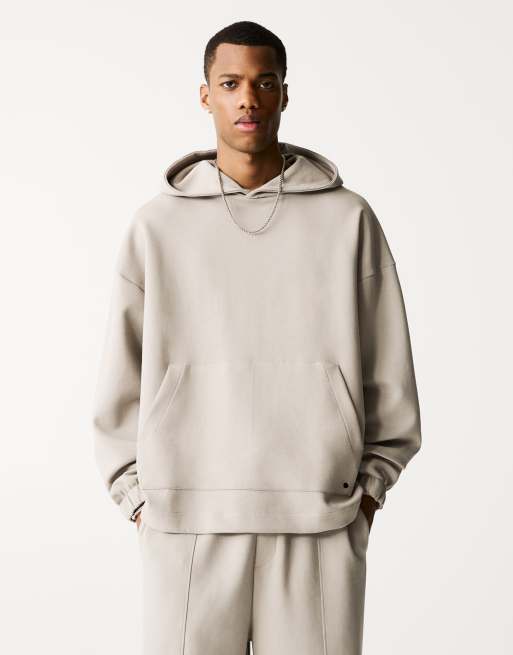 Pull&Bear - Felpa premium con cappuccio grigia