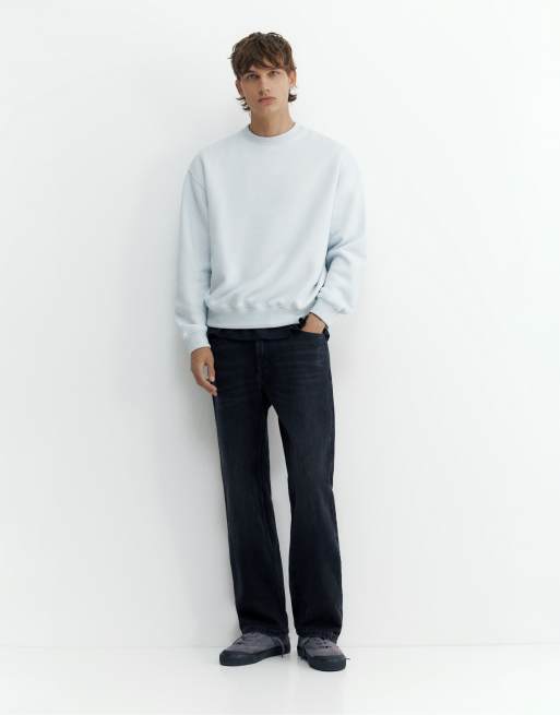 Pull&Bear felpa relaxed fit azzurro cielo, 4 di 7