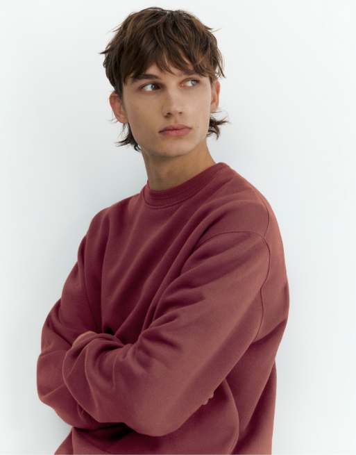 Pull&Bear felpa relaxed fit bordeaux, 3 di 7