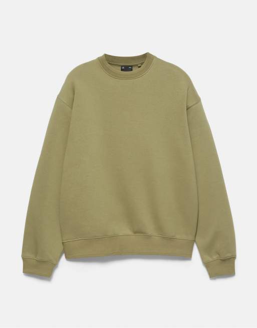 Pull&Bear felpa relaxed fit color oliva, 5 di 7