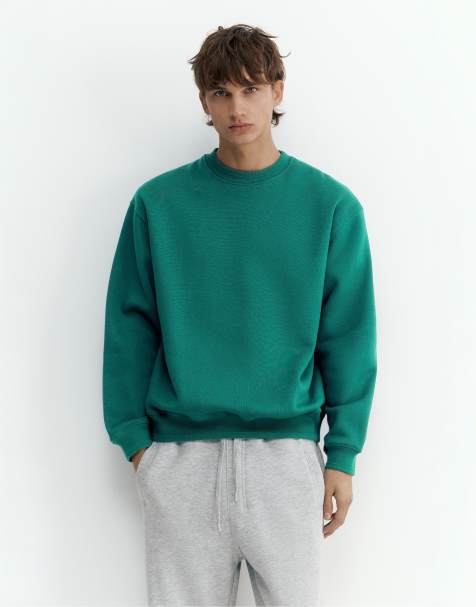 Pull&Bear felpa relaxed fit verde bottiglia - view 1