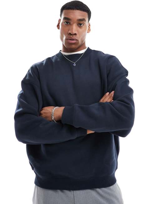 Pull&Bear - Felpa squadrata blu navy