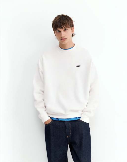 Pull&Bear felpa squadrata color bianco sporco