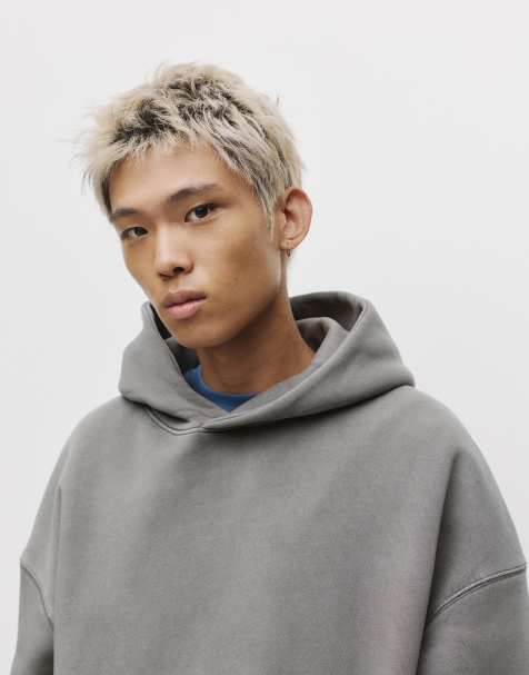 Pull&Bear - Felpa squadrata grigia con cappuccio - view 1