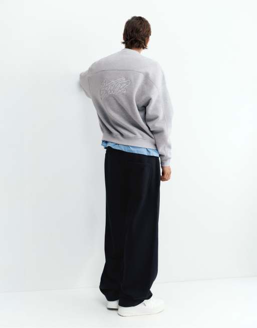 Pull&Bear felpa squadrata in grigio mélange, 2 di 7