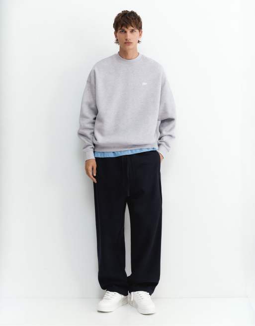 Pull&Bear felpa squadrata in grigio mélange, 4 di 7