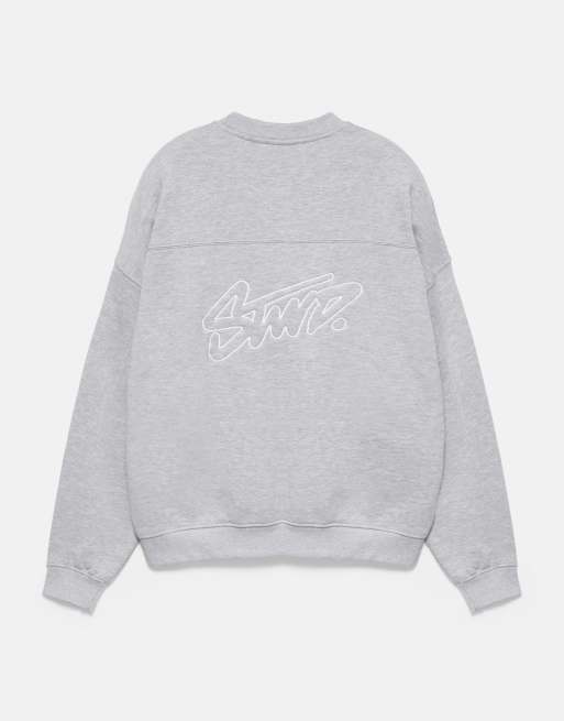 Pull&Bear felpa squadrata in grigio mélange, 7 di 7
