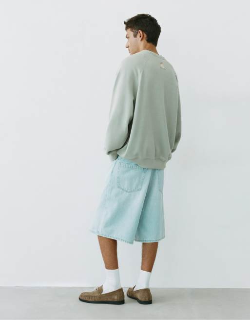 Pull&Bear - Felpa verde effetto slavato con maniche raglan, 2 di 7