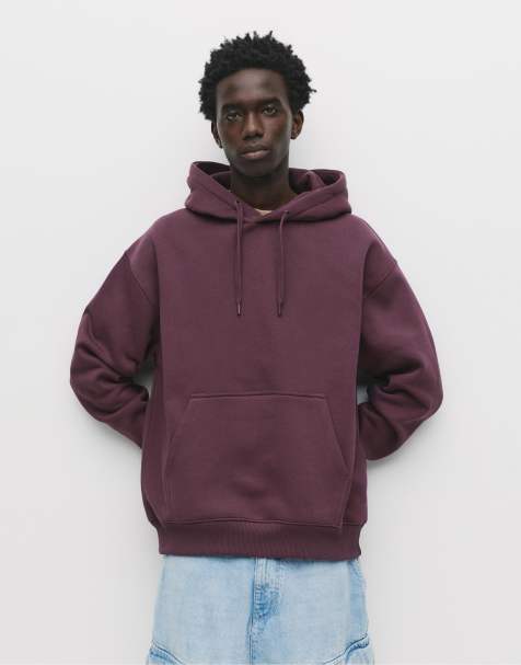 Pull&Bear - Felpa viola basic con cappuccio - view 1