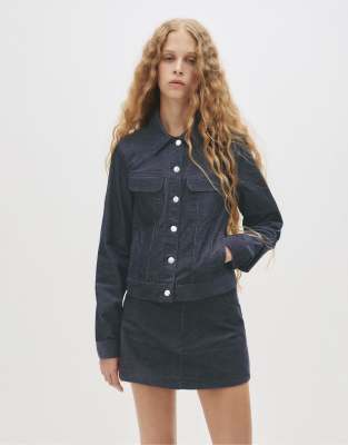 Pull & Bear - Figurbetonte Cordjacke in Blau