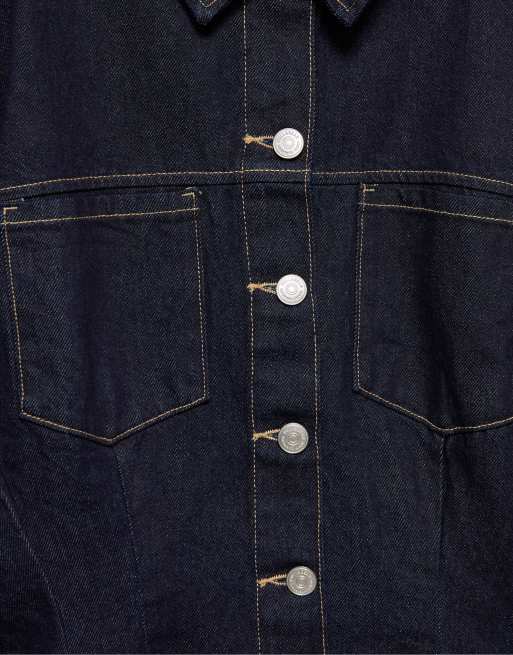 Pull&Bear figursydd jeansskjorta i navy, 6 av 7