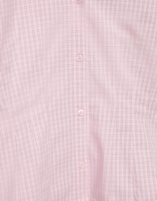 Pull&Bear figursydd skjorta med breda manschetter i rosa, 7 av 7