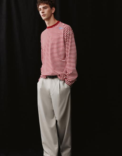 Pull&Bear figursydda byxor med pressveck i stone, 6 av 7