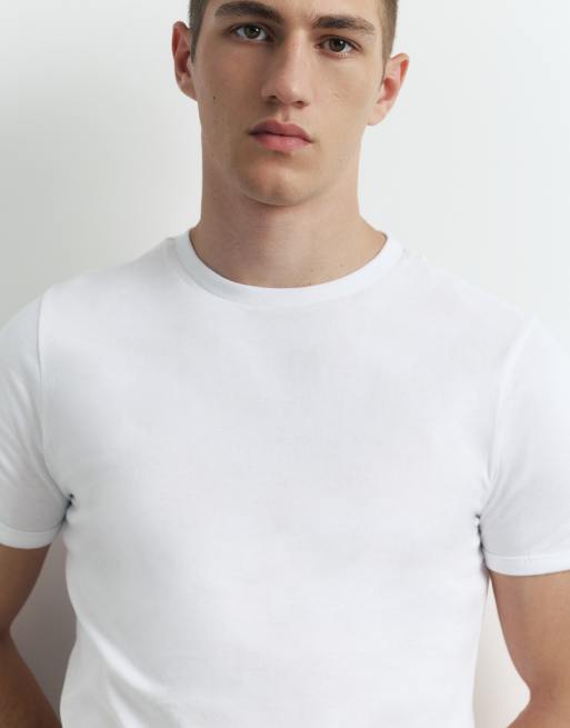 Pull&Bear - Figursyet hvid basis-T-shirt, 3 af 7