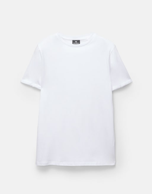 Pull&Bear - Figursyet hvid basis-T-shirt, 5 af 7