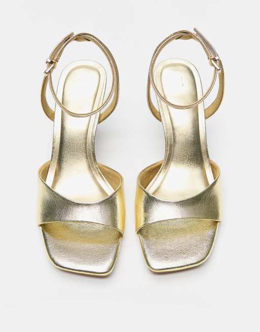 Pull&Bear – Filigrane Sandaletten in Gold, 3 von 4