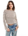[Pull & Bear] Pull & Bear fine knit jumper in brown stripe XS BROWN