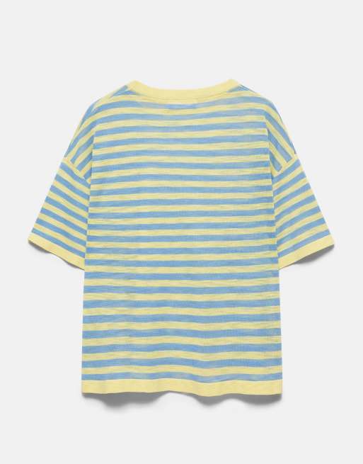 Pull&Bear Fine knit striped jumper in yellow, 7 of 7