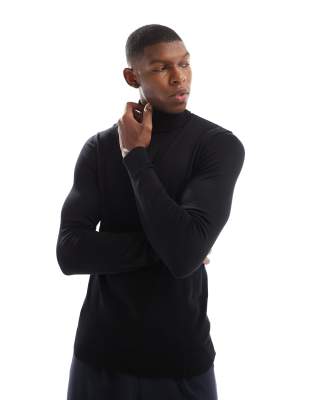 Pull&Bear Pull&Bear fine knit turtleneck in black
