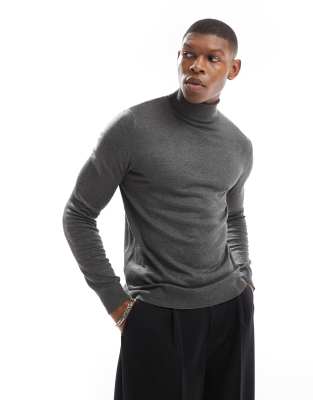 Pull&Bear Pull&Bear fine knit turtleneck in grey