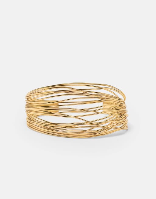 Pull&Bear Fine-strand arm cuff in gold, 3 of 5