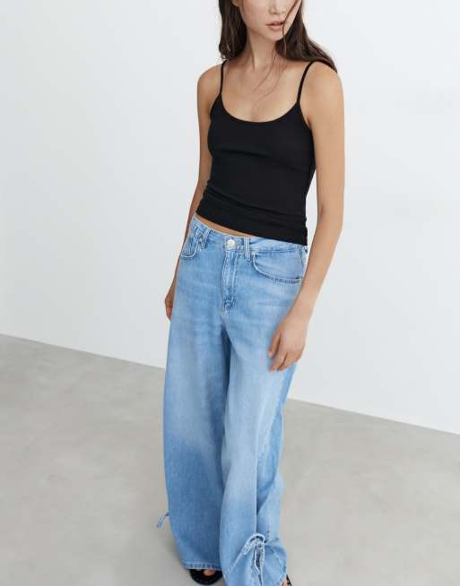 Pull&Bear Fine-strap top in black, 6 of 7