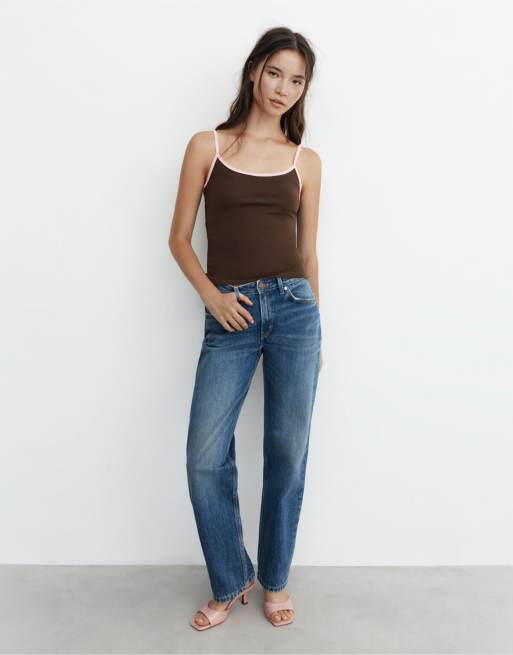 Pull&Bear Fine-strap top in brown, 4 of 7