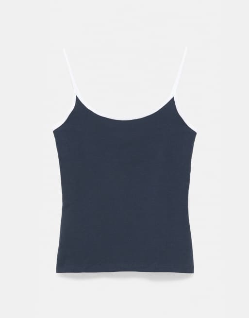 Pull&Bear Fine-strap top in navy, 5 of 7