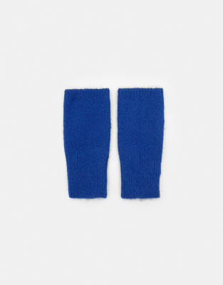 Pull & Bear - Fingerlose Strickhandschuhe in Electric Blue-Blau